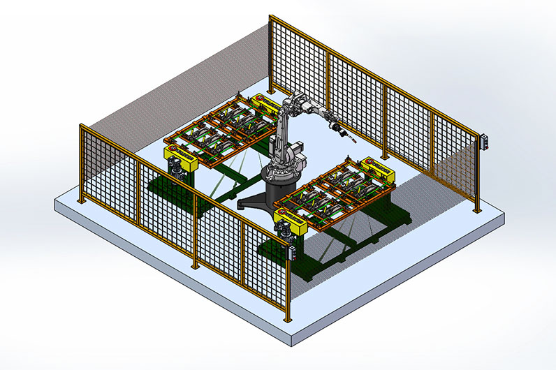 雙工位頭尾架焊接機(jī)器人工作站